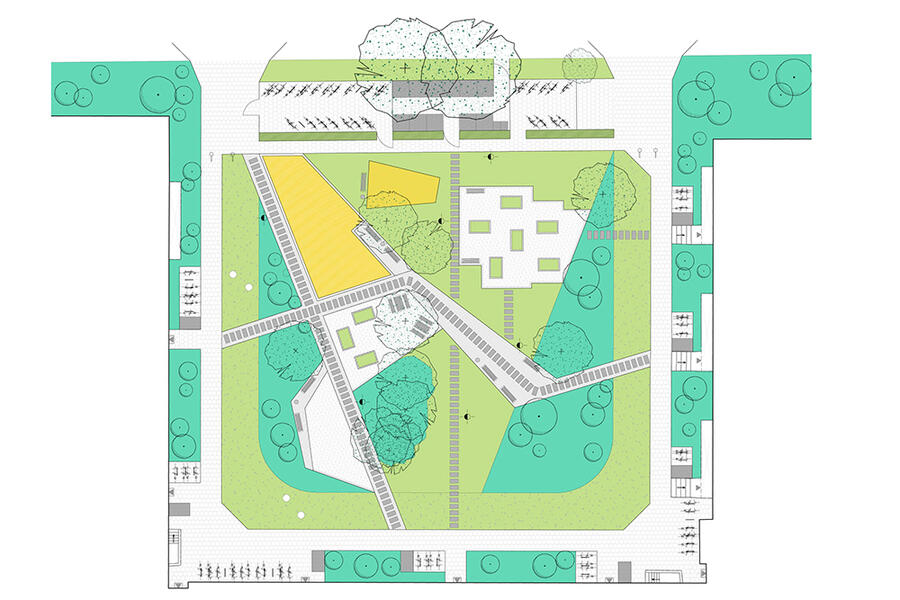 Bild vergrößern: Entwurf für die Neugestaltung des Hofs im Albert-Schweitzer-Quartier